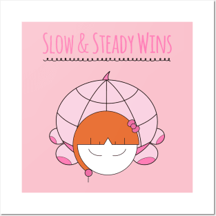 Slow and Steady Wins the Race Girl Turtle Posters and Art